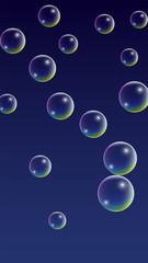 ubble with Hologram Reflection. Set of Realistic Water or Soap Bubbles for Your Design.