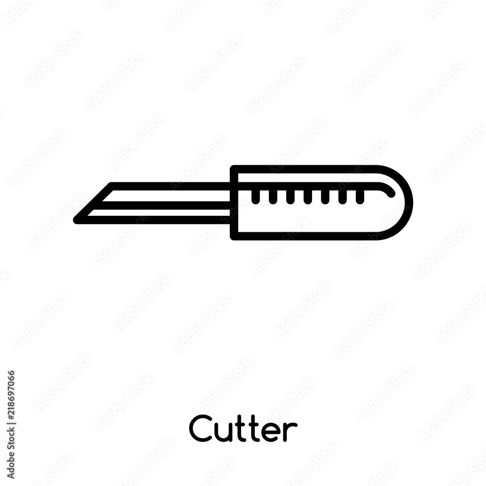 Poster cutter icon vector isolated on white background, cutter sign , line or linear design elements in out