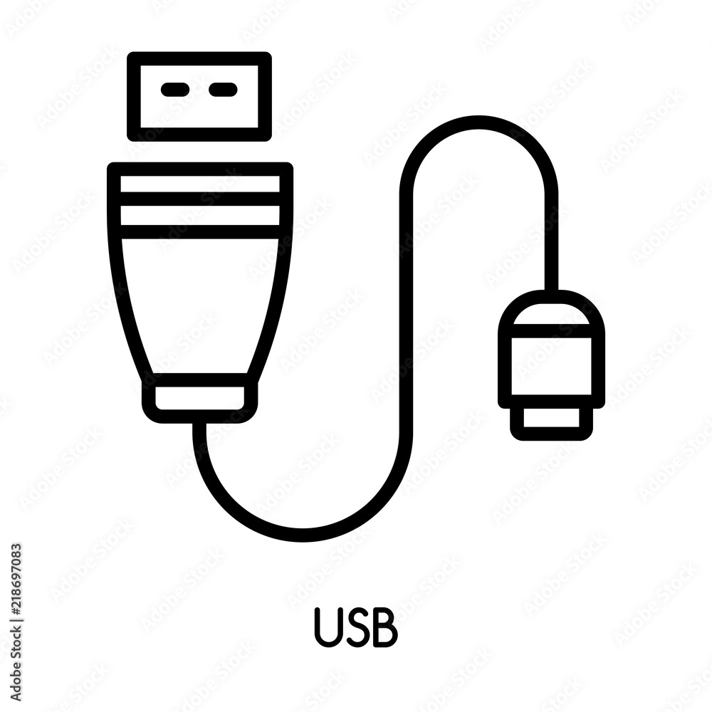 Poster usb icon vector isolated on white background, usb sign , line or linear design elements in outline s