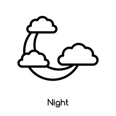 Night icon vector isolated on white background, Night sign , line or linear design elements in outline style