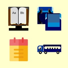 4 school icons set