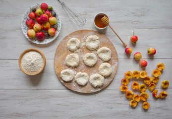 Apple pie dessert. Winter fruit cake. Rustic food.