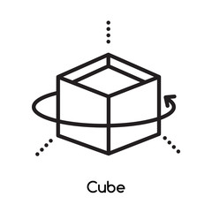 Cube icon vector isolated on white background, Cube sign , line or linear design elements in outline style