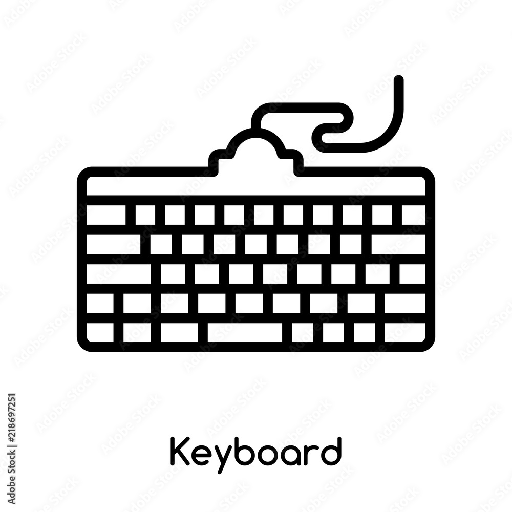 Fototapete keyboard icon vector isolated on white background, keyboard sign , line or linear design elements in