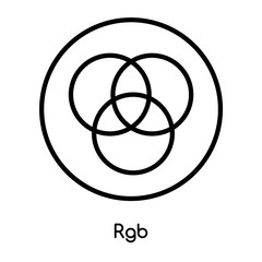 Rgb icon vector isolated on white background, Rgb sign , line or linear design elements in outline style