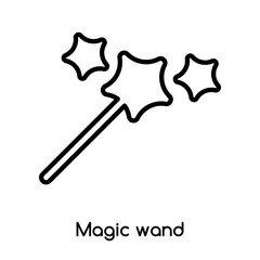 Magic wand icon vector isolated on white background, Magic wand sign , line or linear design elements in outline style