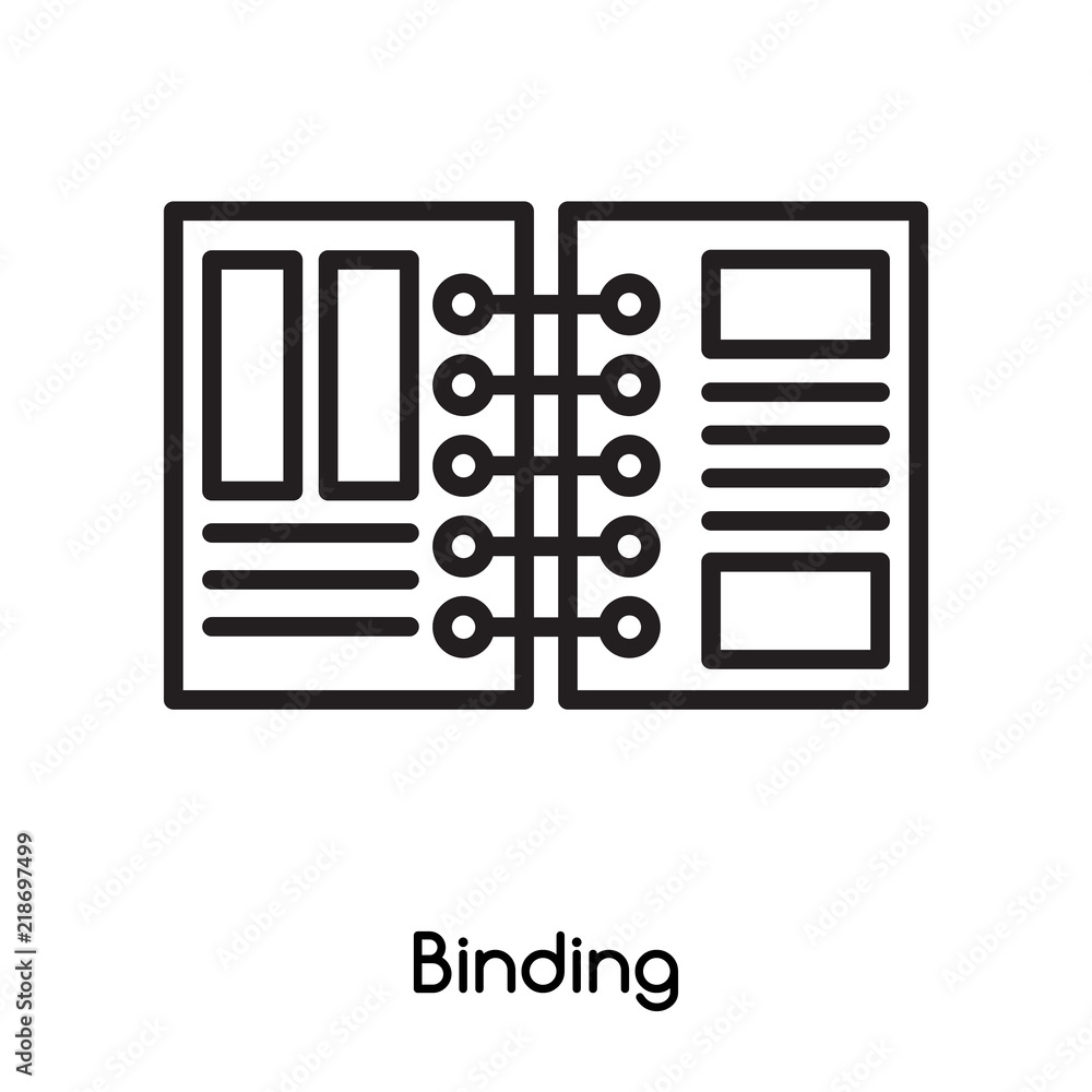 Poster binding icon vector isolated on white background, binding sign , line or linear design elements in o