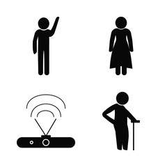 business vector icons set. wi fi, woman, invite and old man in this set