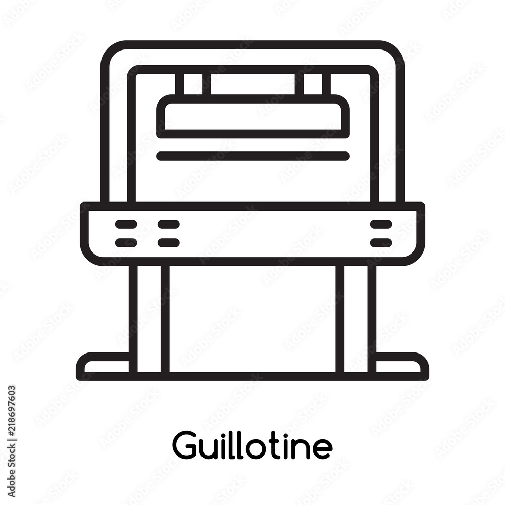 Poster guillotine icon vector isolated on white background, guillotine sign , line or linear design element