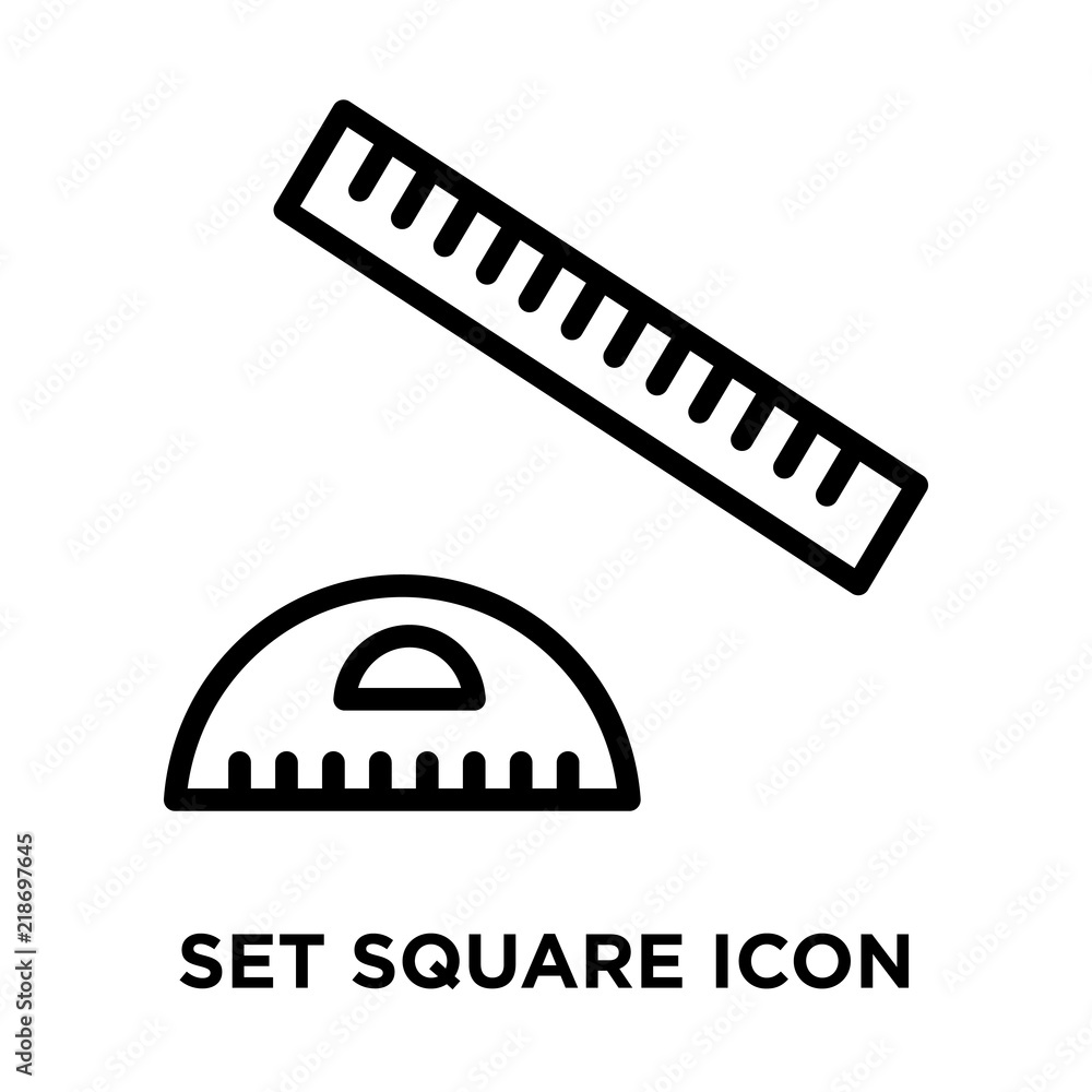 Poster set square icon vector isolated on white background, set square sign , line and outline elements in 