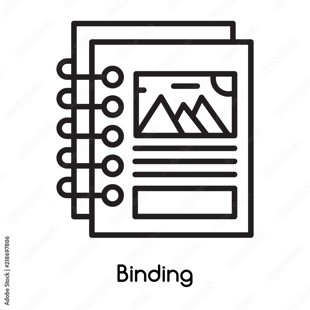 Poster binding icon vector isolated on white background, binding sign , line or linear design elements in o