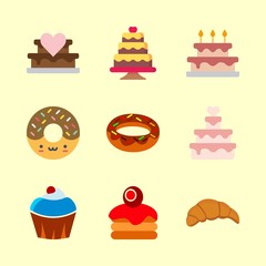 9 cake icons set