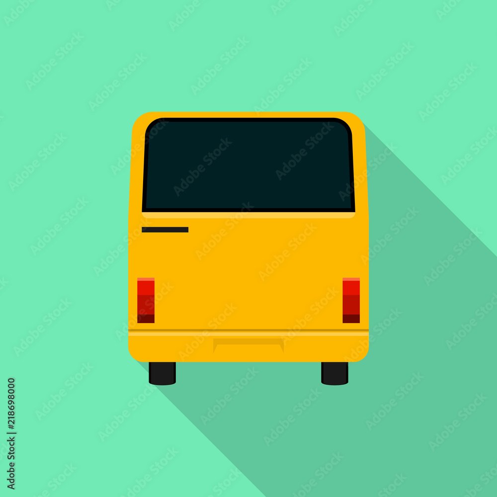 Poster back of school bus icon. flat illustration of back of school bus vector icon for web design
