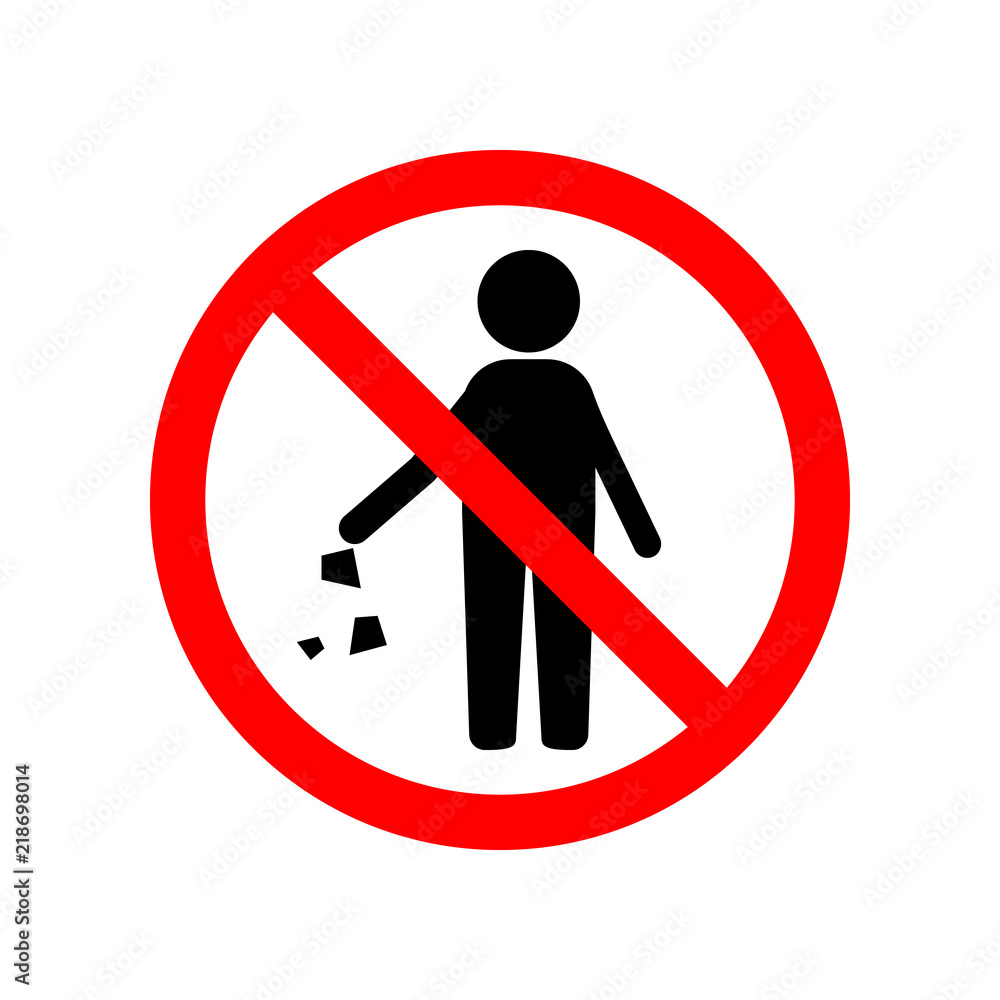 Poster forbidden throw garbage icon. element of ptohibited sign for mobile concept and web apps. sign of fo