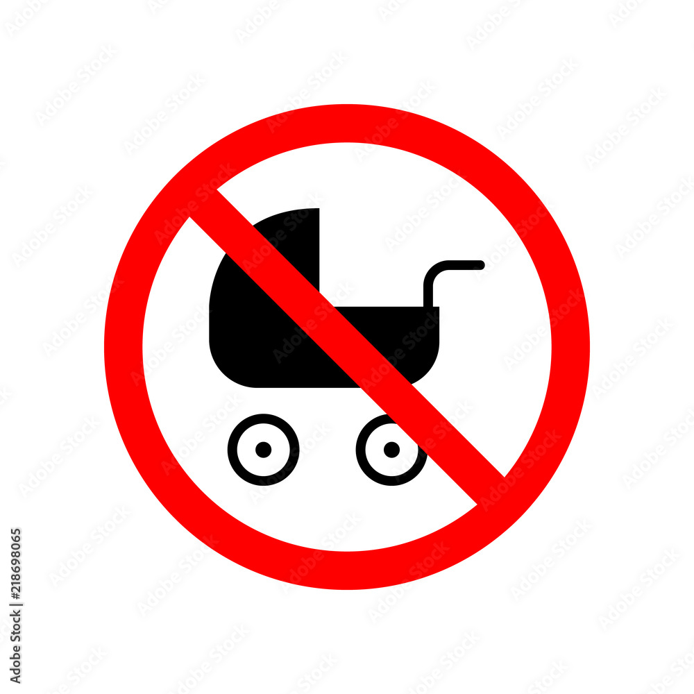Poster stroller prohibited icon. element of ptohibited sign for mobile concept and web apps. sign of stroll