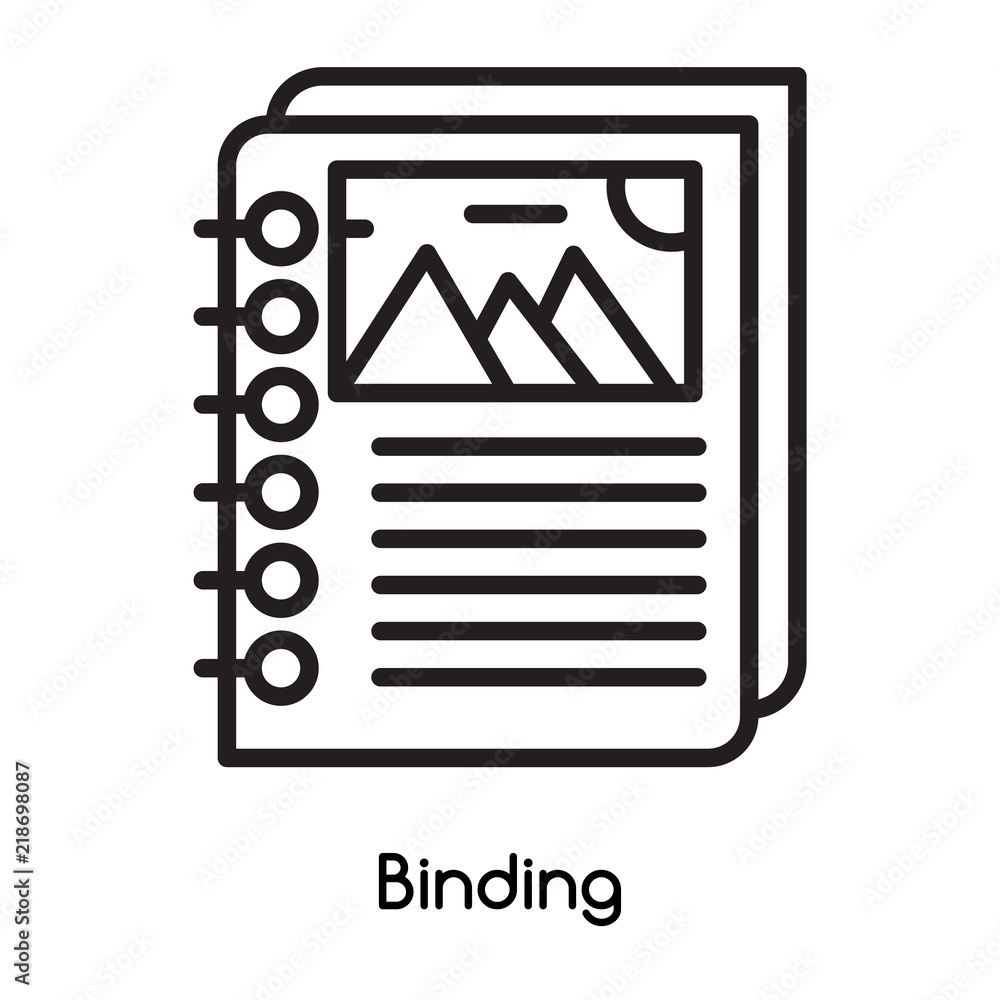 Poster binding icon vector isolated on white background, binding sign , line or linear design elements in o