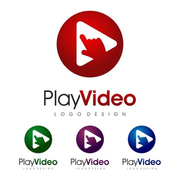 Click and Play Video Design Logo Template, Touch The Play Button Design Illustration
