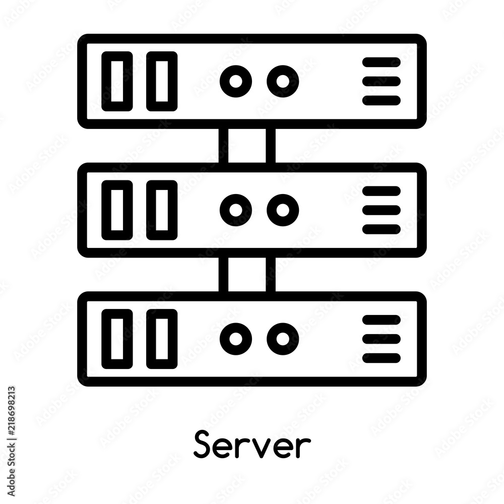 Poster server icon vector isolated on white background, server sign , line or linear design elements in out
