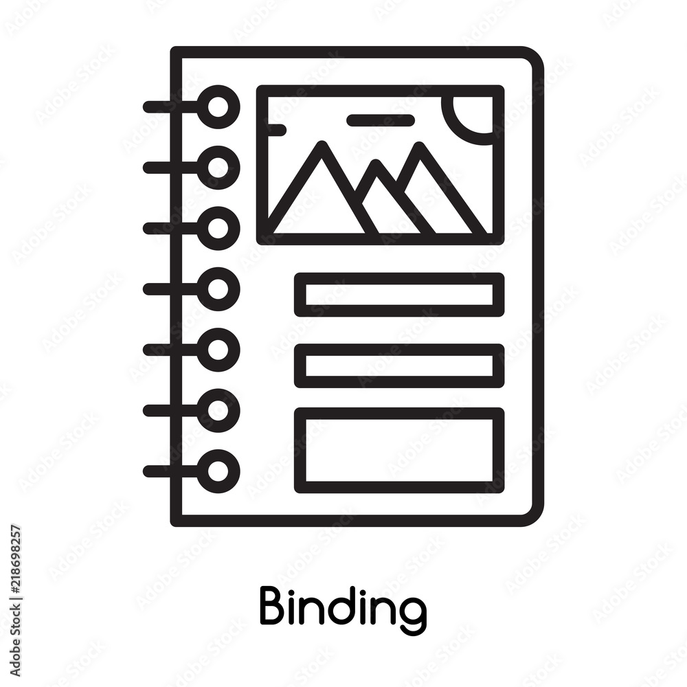 Poster binding icon vector isolated on white background, binding sign , line or linear design elements in o