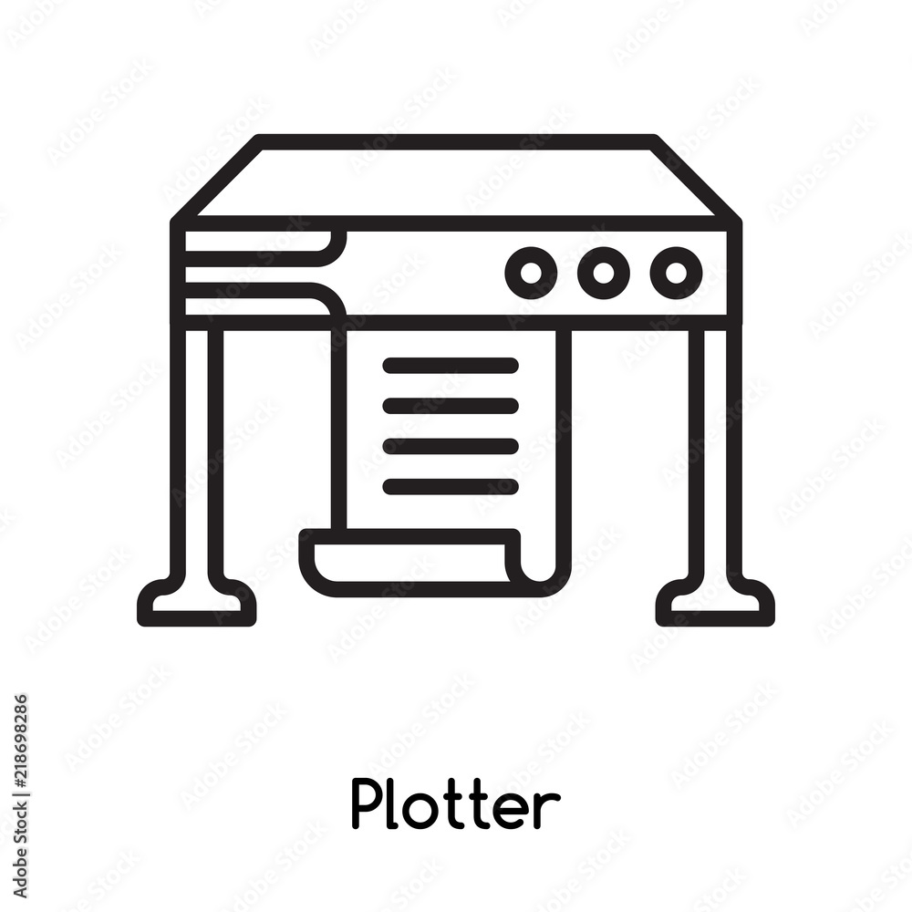 Poster plotter icon vector isolated on white background, plotter sign , line or linear design elements in o