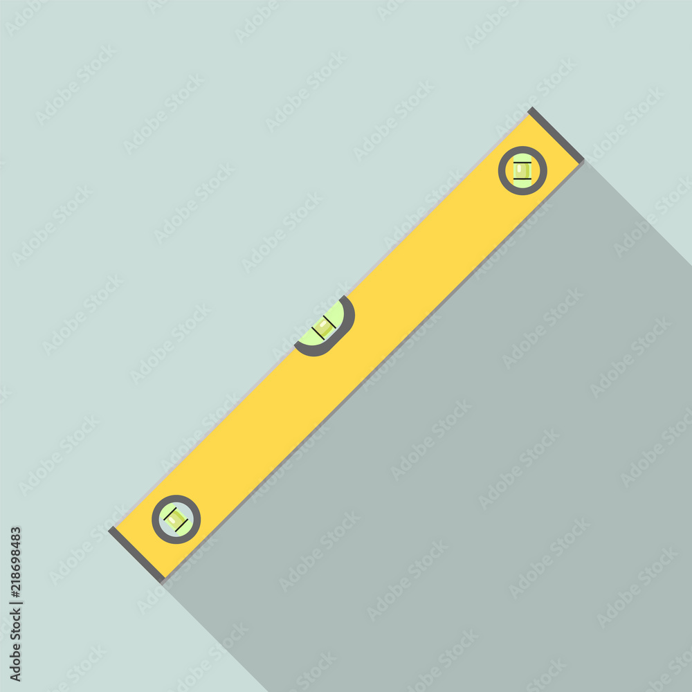 Poster yellow level tool ruler icon. flat illustration of yellow level tool ruler vector icon for web desig