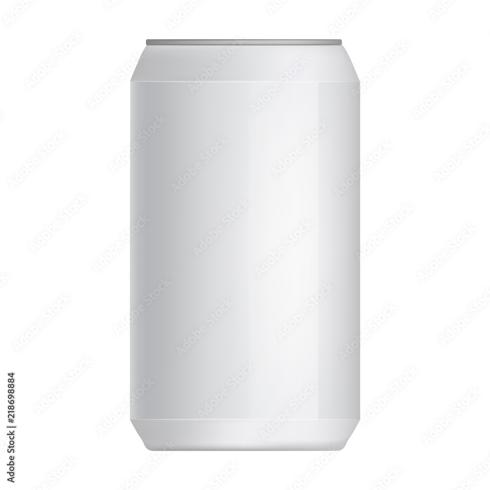 Poster tin can of drinks mockup. realistic illustration of tin can of drinks vector mockup for web design i