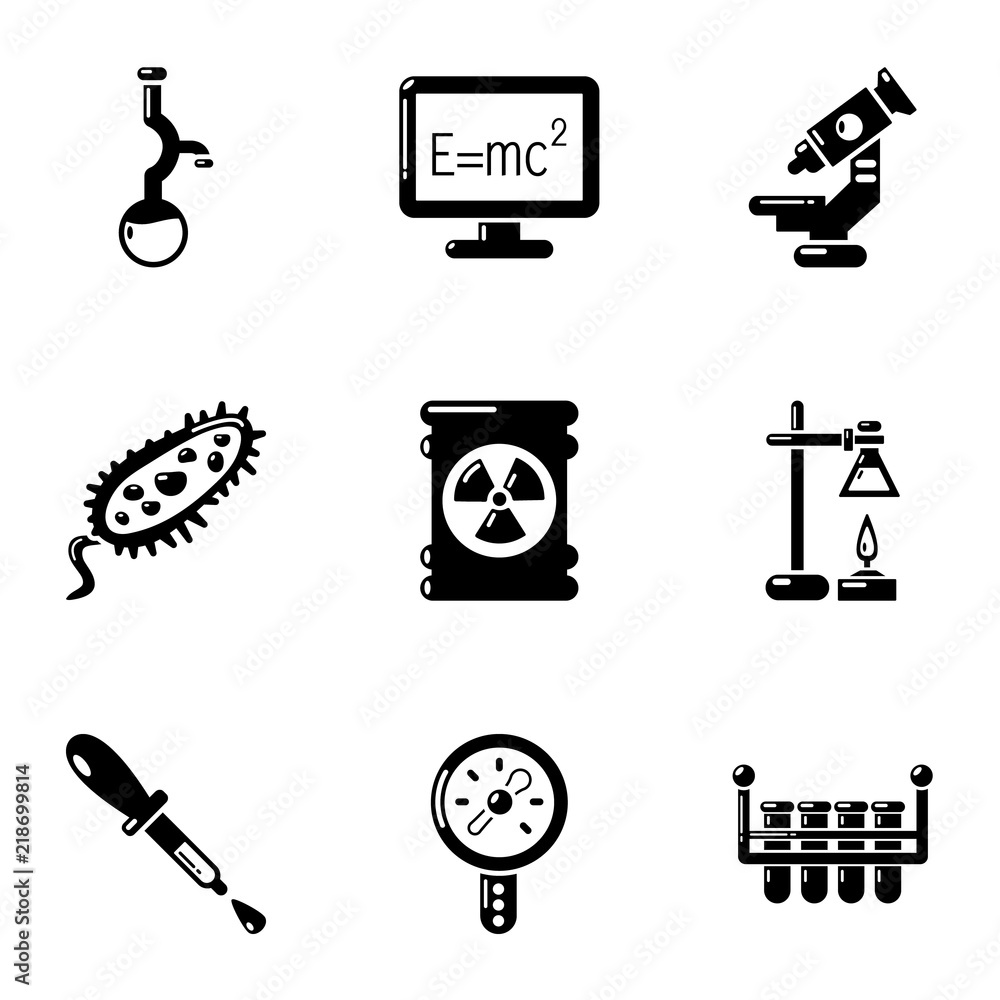 Poster physical study icons set. simple set of 9 physical study vector icons for web isolated on white back
