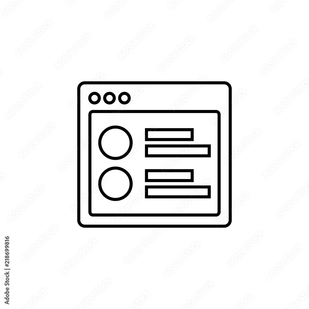 Poster browser chart webpage icon. element of internet browser for mobile concept and web apps icon. thin l