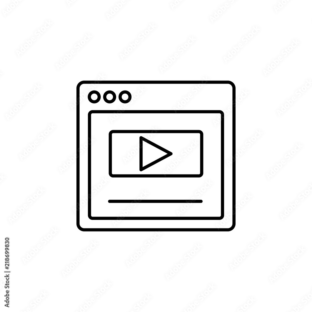 Poster browser video webpage icon. element of internet browser for mobile concept and web apps icon. thin l