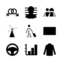 man vector icons set. steering wheel, men, criminal and genders in this set