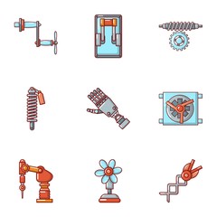 Robotize icons set. Cartoon set of 9 robotize vector icons for web isolated on white background