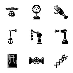 Robot like icons set. Simple set of 9 robot like vector icons for web isolated on white background