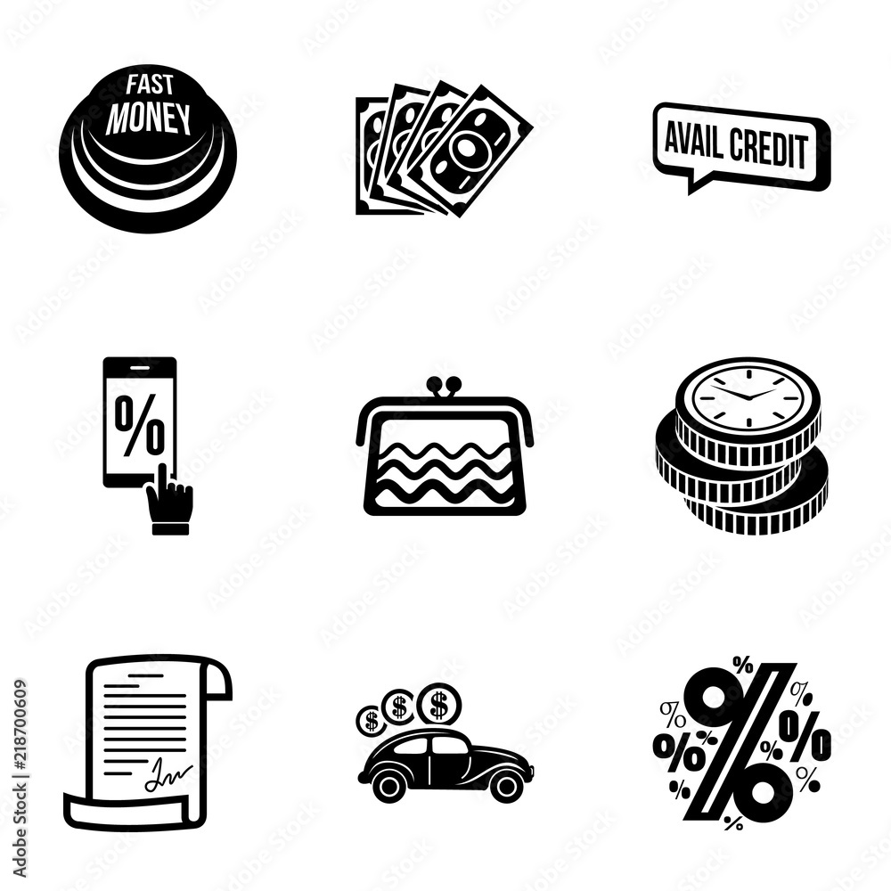 Poster quick transaction icons set. simple set of 9 quick transaction vector icons for web isolated on whit