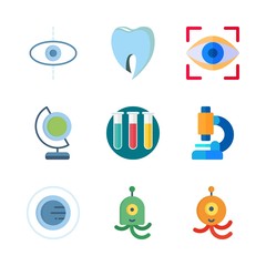 science icons set. invaders, vision, preparation and future graphic works