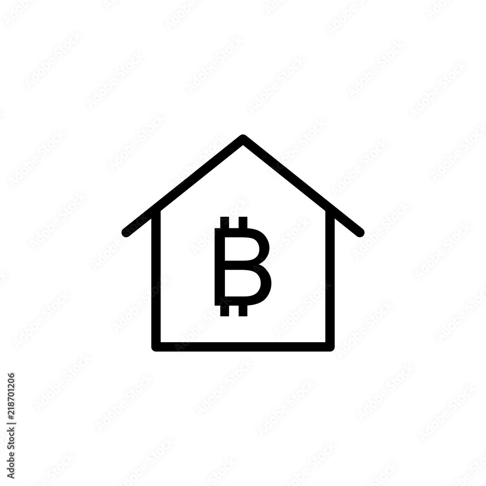 Poster real estate bitcoin icon. element of real estate sign for mobile concept and web apps icon. thin lin