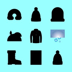 weather vector icons set. winter hat, rainbow, snow and boots in this set