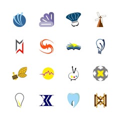 logo icons set. flora, portrait, deep and japanese graphic works