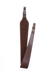 armored brown leather belt on white isolated background