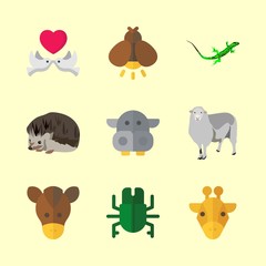 animal icons set. stallion, dangerous, rodent and dating graphic works