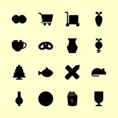 food vector icons set. utensils, radish, capsule and rat in this set