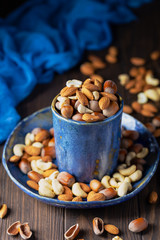 Nuts mix in a ceramic glass