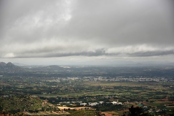 Fototapeta na wymiar Nandi hills landscape view, Karnataka, India