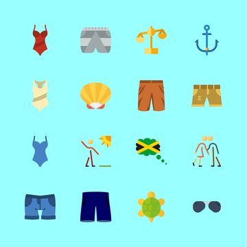 16 beach icons set