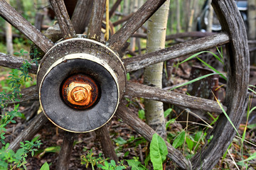 Old Wooden Wagon Wheel