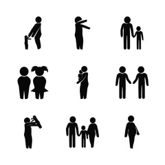 family vector icons set. brother, family, father and son and hug in this set