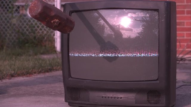 Television hit with sledge hammer take at 1,500 frames per second.
