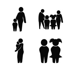 child vector icons set. boy and girl child, family, mother and baby and mother and child in this set