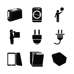 technology icons set. conversation, electrical, washer and bread graphic works