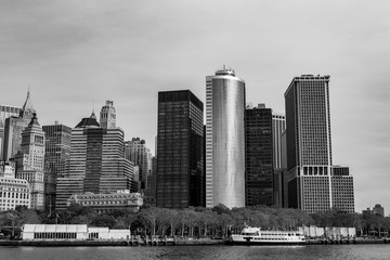 NYC financial district from a ferry