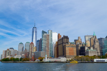 NYC financial district from a ferry